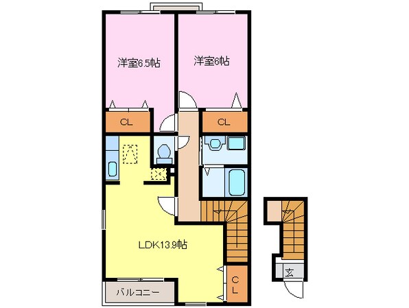 甚目寺駅 徒歩17分 2階の物件間取画像